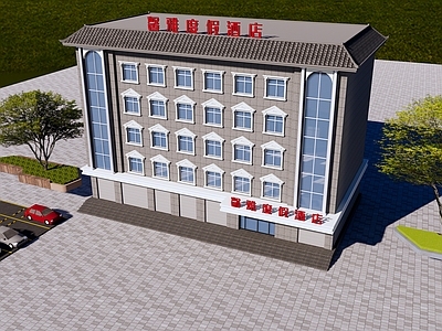 新中式酒店建筑 宾馆