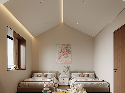 奶油风通用儿童房