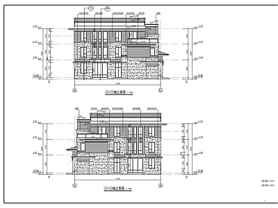 现代别墅建筑 L型双拼别墅 联排别墅 施工图