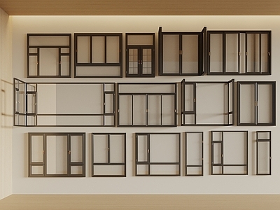 现代简约窗户组合 现代窗户组合 平开窗 落地窗 飘窗 单开窗