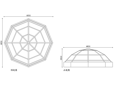 幕墙结构 圆顶天窗 拱形天窗 穹顶采光窗 弧形天窗 吊顶天窗 施工图
