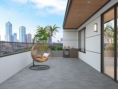 现代简约阳台 外露台 阳台 休闲阳台