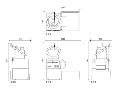 机械设备 商用食品处理器 商用料理机 商用搅拌机 商用碎料机 商用厨房加工机 施工图