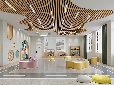 原木奶油风幼儿园 幼儿园教室 育儿室 托班教室