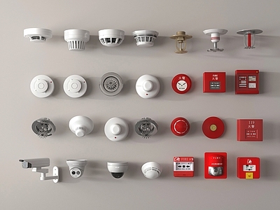 现代简约公用器材 警报器 应急报警器 烟雾报警器 监控器 监控 火灾报警器