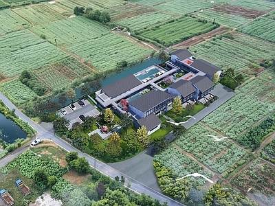 新中式民宿建筑 民宿 古建 社区中心