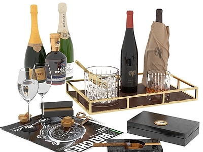 现代轻奢酒水食物 酒 酒具 酒瓶 酒杯