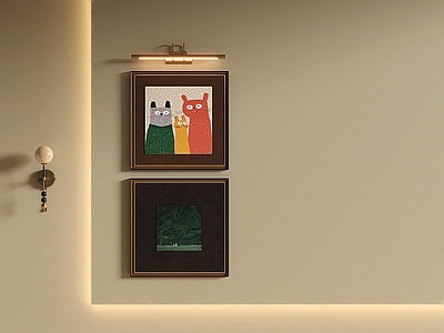 奶油风通用儿童房 中古儿童房装饰画 卡通挂画组合