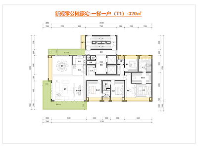 高层住宅 豪宅一梯一户 新规零公摊户型 320㎡独梯入户 270°观景 全景舱户型 施工图