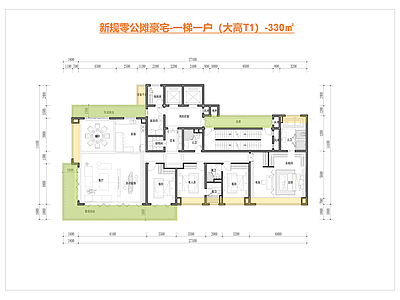 高层住宅 新规豪宅一梯一户 330㎡户型 新规零公摊户型 270°观景户型 私梯入户户型 施工图