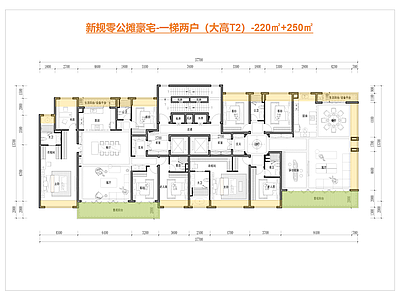 高层住宅 新规零公摊户型 一梯两户豪宅户型 边厅户型 全景舱户型 私梯入户户型 施工图