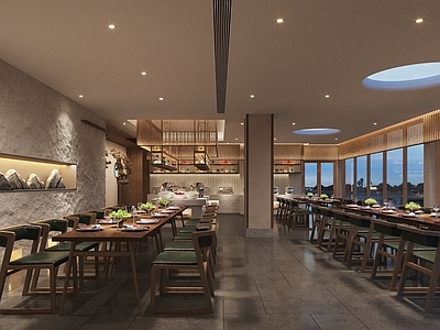 新中式酒店餐厅 现代酒店餐厅