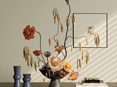 中古风摆件组合 装饰摆件组合 餐桌摆件 花艺摆件 书籍杂志 艺术插花