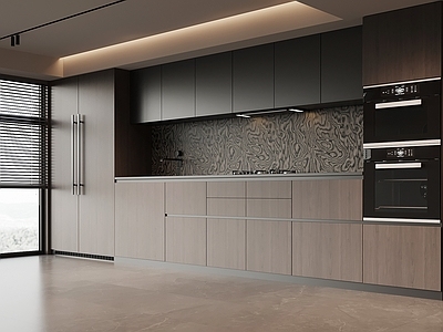 极简开放式厨房 餐边柜 橱柜