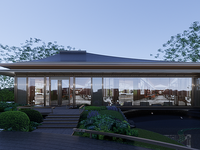 新中式售楼处建筑 中式景观售楼处 中式景观会客厅 中式示范区设计