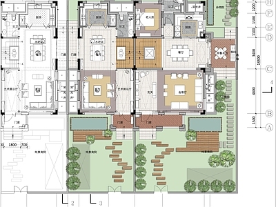 轻奢复古别墅建筑 未来社区别墅户型 类双拼别墅户型 三层别墅户型平面 施工图