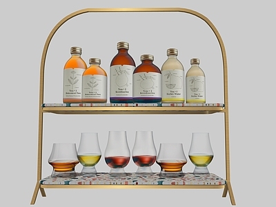 现代简约酒具 置物架 酒瓶饮料 玻璃杯 展示架