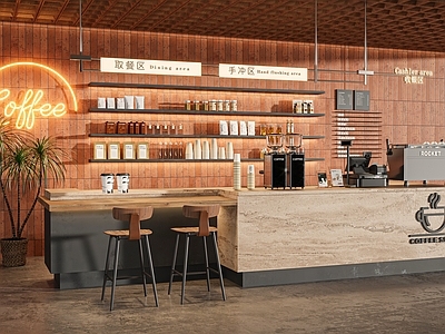 复古工业风咖啡厅 咖啡吧台  水吧台  咖啡店吧台  操作台  咖啡机