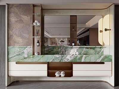 意式轻奢浴室柜 洗手台 干湿分离卫生间 浴室柜 镜柜