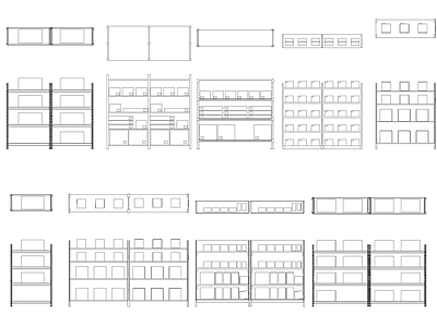 展览展厅家具 陈列柜立面图块 施工图