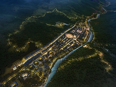 新中式文旅项目景观 山体规划 中式山体规划