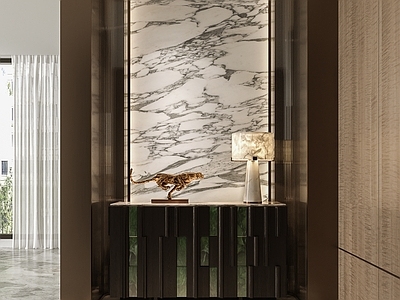 意式轻奢玄关 入户玄关 玄关柜 门厅背景 地拼