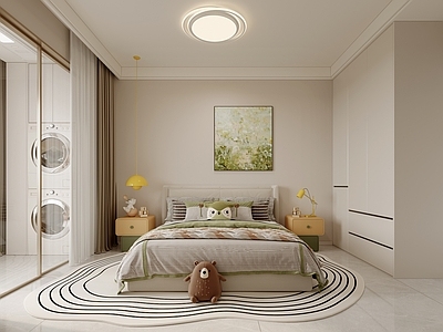 奶油风通用儿童房 现代儿童房