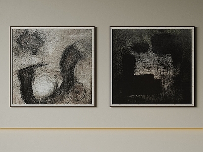 侘寂组合画 现代极简挂画 抽象装饰画 高端艺术挂画 侘寂中古风画 意式肌理油画