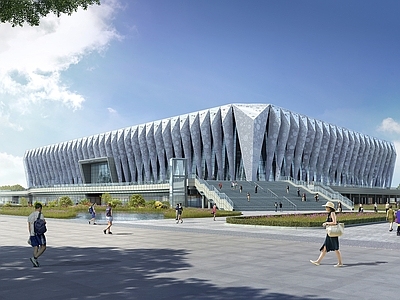 现代主义体育馆外观 西安奥体游泳馆 现代游泳馆