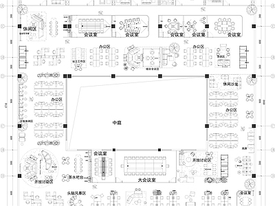 现代开放办公室 共享办公室 董事长办公室 总经理办公室 小办公室 办公会所 施工图