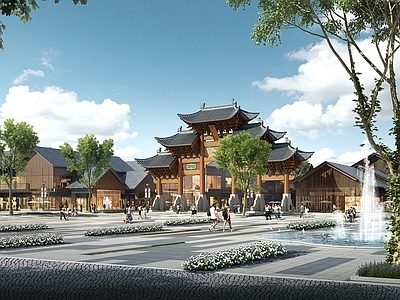 新中式商业街 新中式商业小镇 中式商业小镇