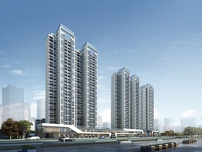 现代主义小高层住宅楼 现代小高层住宅 现代住宅 现代沿街商业