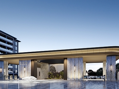 新中式其他住宅外观 小区门头