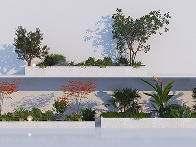 现代简约树池 现代景观花坛 植物组合