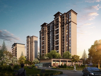 新中式小高层住宅楼 新古典住宅