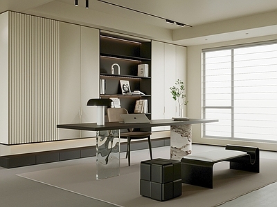 现代极简书房