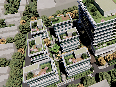 现代主义鸟瞰规划 产业园区 办公区 企业总部 企业公馆