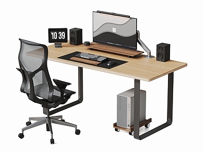 现代简约办公桌椅 现代简约办公桌椅 现代极简书桌椅 海洋板办公桌 赫曼米勒办公椅 电脑显示器支架