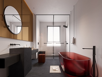 现代极简卫生间 现代卫生间 卫生间 彩色浴缸