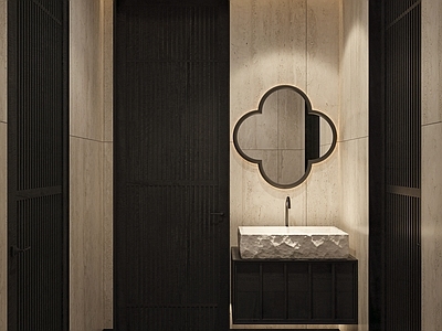 新中式公共卫生间 侘寂 中古 暗黑系 卫生间