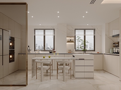 奶油风开放式厨房