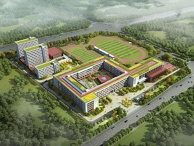 现代主义学校外观 现代学校 现代学校片区