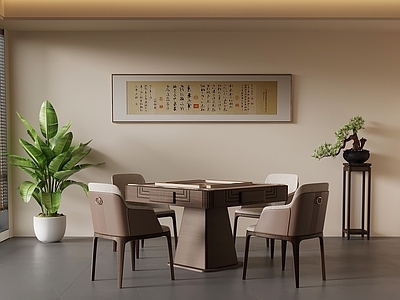 新中式棋牌室 麻将桌