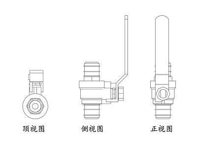 现代五金管件 截止阀 止水阀 关断阀 闭水阀 截流阀 施工图