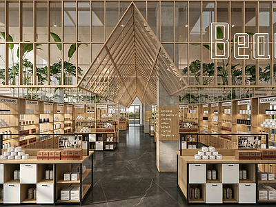 原木风超市 北欧风 生活用品 货架 展柜