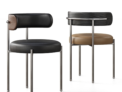 现代简约餐椅 复古包豪斯餐椅 CB2餐椅 皮革单椅 金属不锈钢单椅 家用靠背餐椅