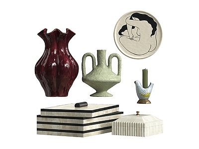 中古风罐子 复古挂画 陶罐