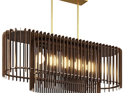 新中式长条吊灯 吊灯