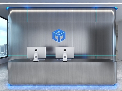 科技感现代简约办公大堂 公司背景墙 科技背景墙 接待背景墙 公司形象墙 前台背景墙