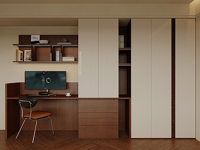 现代简约书房 书柜 书桌椅